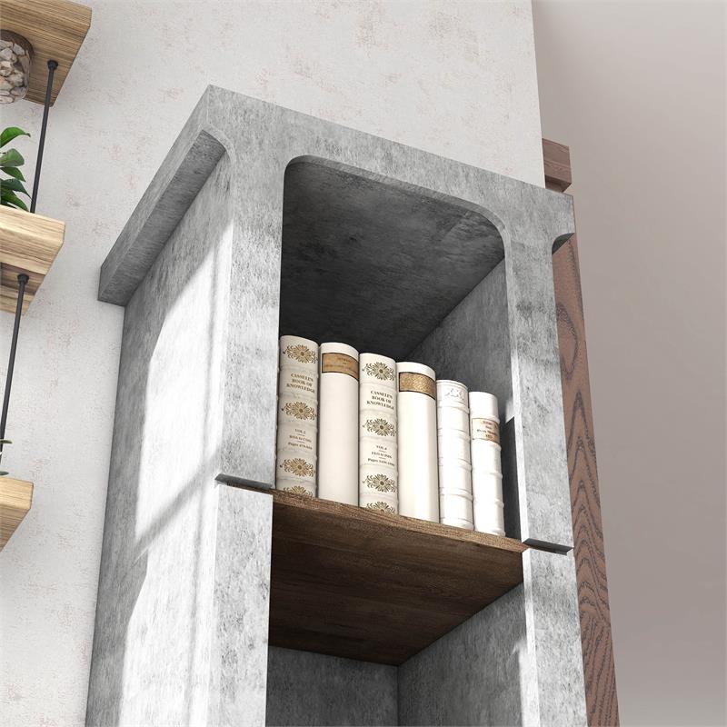 Furniture of America Hawke Farmhouse Wood 4-Shelf TV Tower in Cement Gray