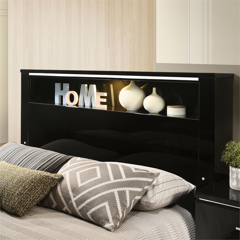 FOA Ryant Contemporary 3-Piece Black Wood Bedroom Set - Queen + 2 Nightstands