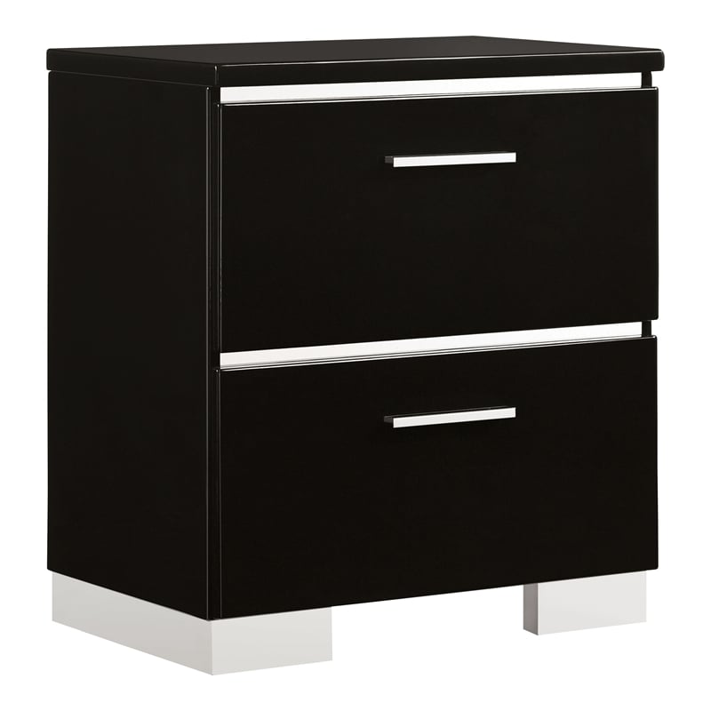 FOA Ryant Contemporary 2-Piece Black Wood Bedroom Set - Queen + Nightstand