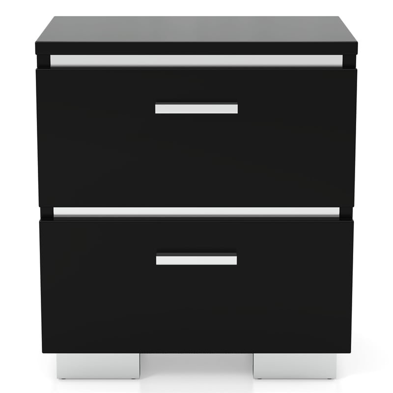 FOA Ryant Contemporary 2-Piece Black Wood Bedroom Set - Queen + Nightstand