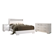 FOA Quaker Modern 3-Piece White Wood Bedroom Set - King + Nightstand + Dresser