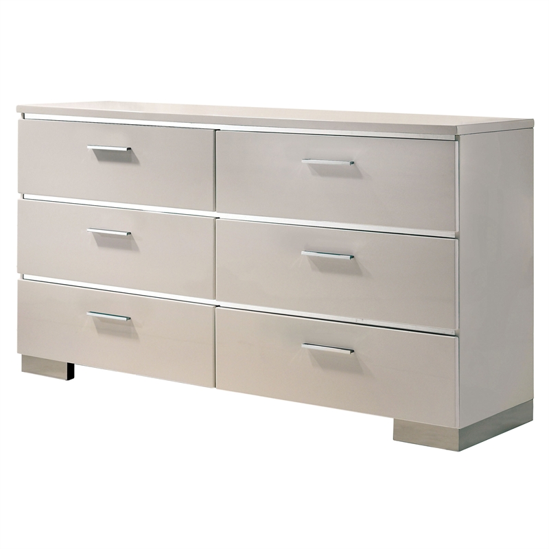 FOA Quaker Modern 3-Piece White Wood Bedroom Set - King + Nightstand + Dresser