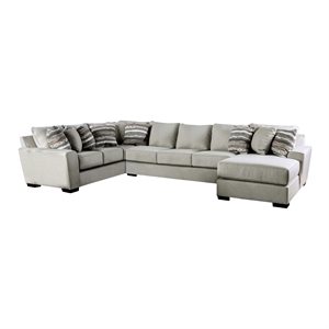 furniture of america gambeli transitional fabric flared arm sectional in beige