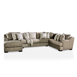 furniture of america cueva transitional chenille recessed arm sectional