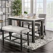 Furniture of America Iceland Wood 4-Piece Counter Height Table Set in Light Gray