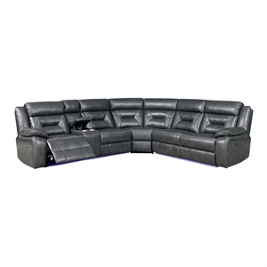 furniture of america avarez faux leather reclining sectional in gray