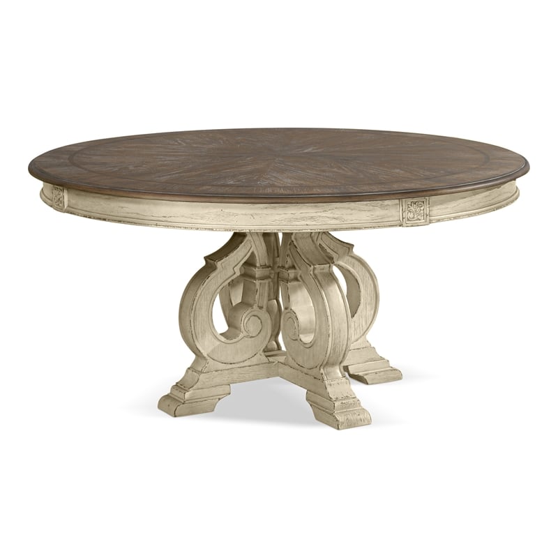 Furniture of America Clyde Wood 5-Piece Round Dining Table Set in Antique White