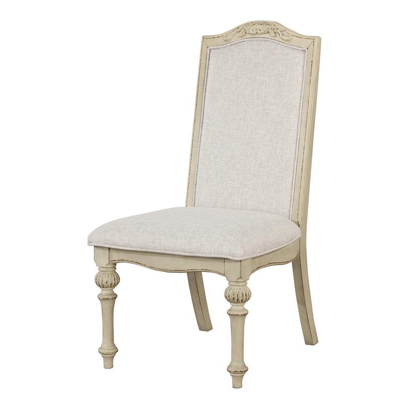 Furniture of America Clyde Wood 5-Piece Round Dining Table Set in Antique White
