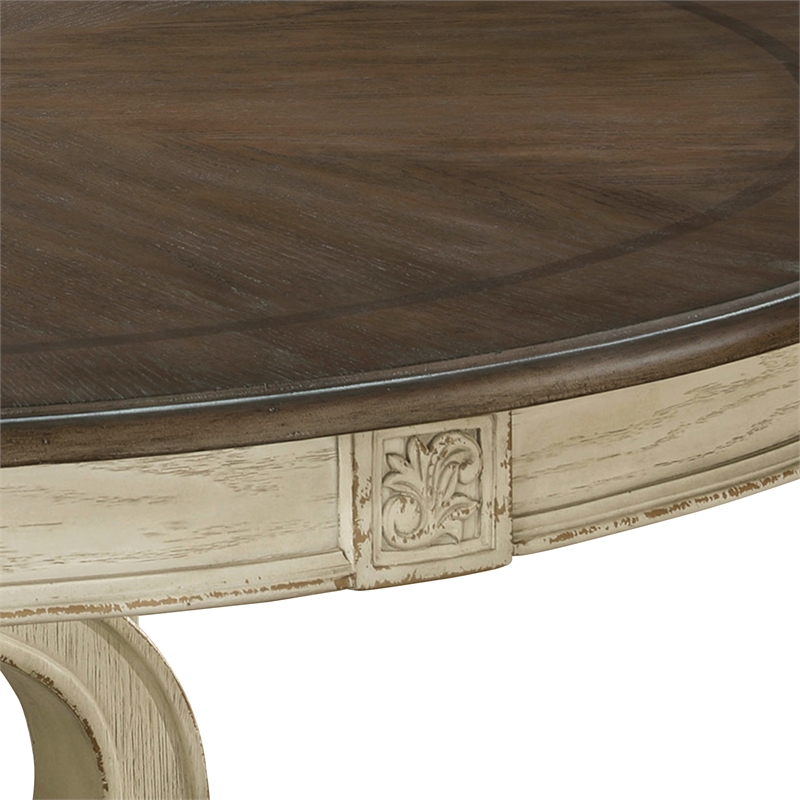 Furniture of America Clyde Wood 5-Piece Round Dining Table Set in Antique White