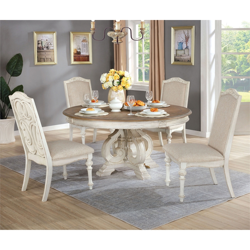 7 piece round dining set farmhouse