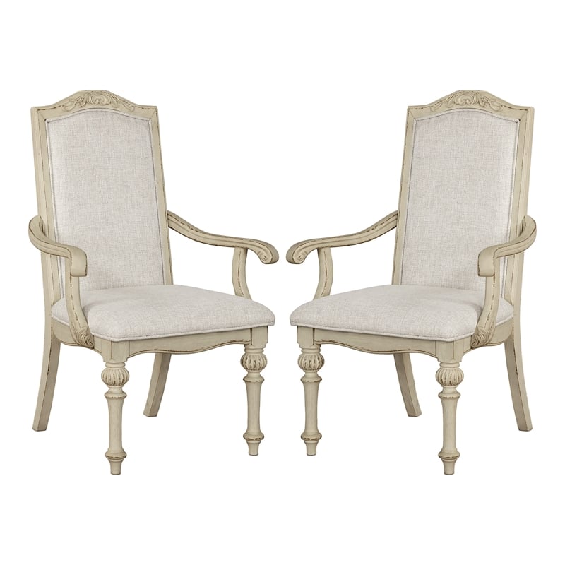 Furniture of America Clyde Wood 7-Piece Dining Table Set in Antique White