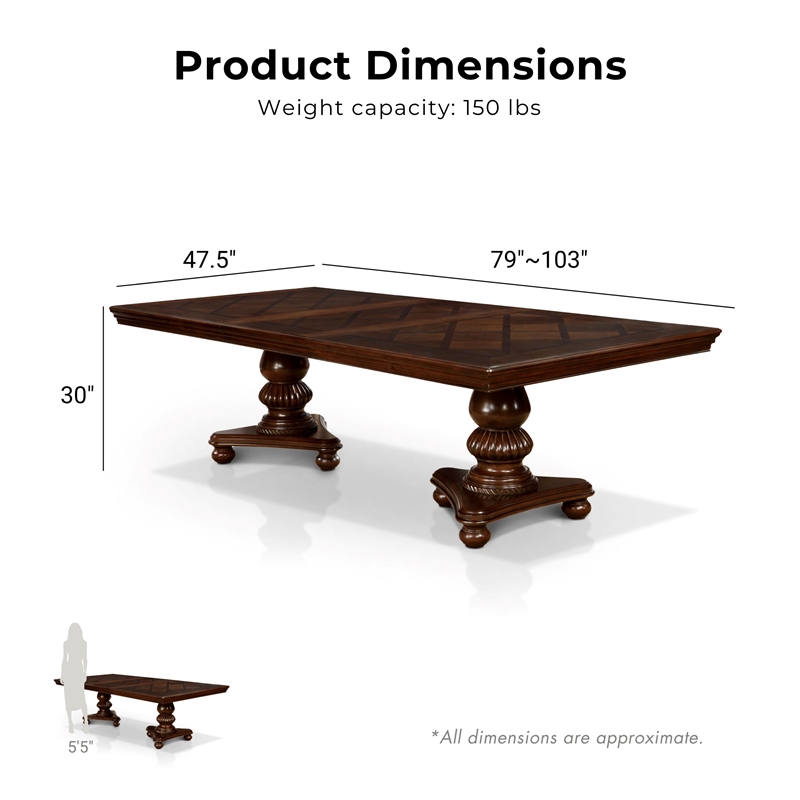 Furniture of America Alstroemeria Wood 7-Piece Dining Table Set in Brown Cherry