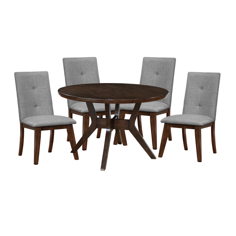 Furniture of America Mecca Rustic Wood 5Piece Round Dining Table Set