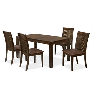 furniture of america ganfer transitional wood dining table set in walnut