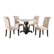 Furniture of America Rossas Wood 5-Piece Round Dining Table Set in Ivory