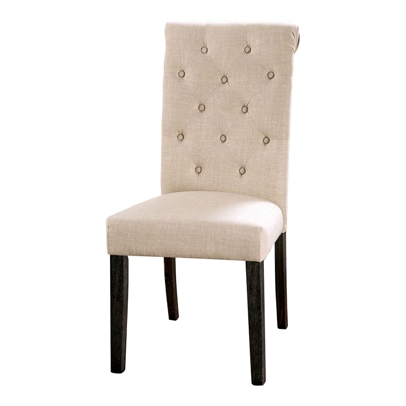 Furniture of America Rossas Wood 5-Piece Round Dining Table Set in Ivory