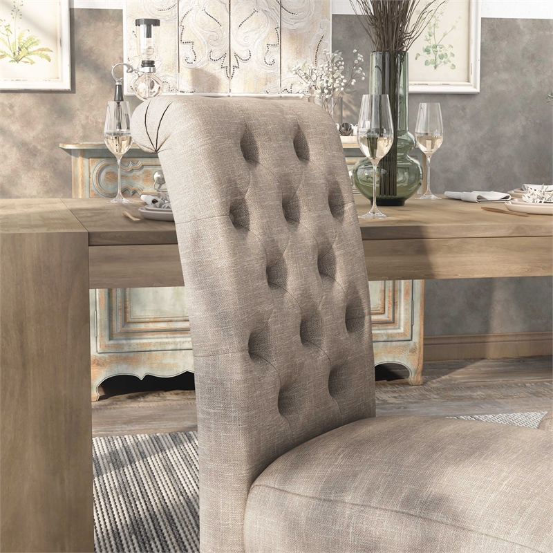 Furniture of America Rossas Wood 5-Piece Round Dining Table Set in Ivory