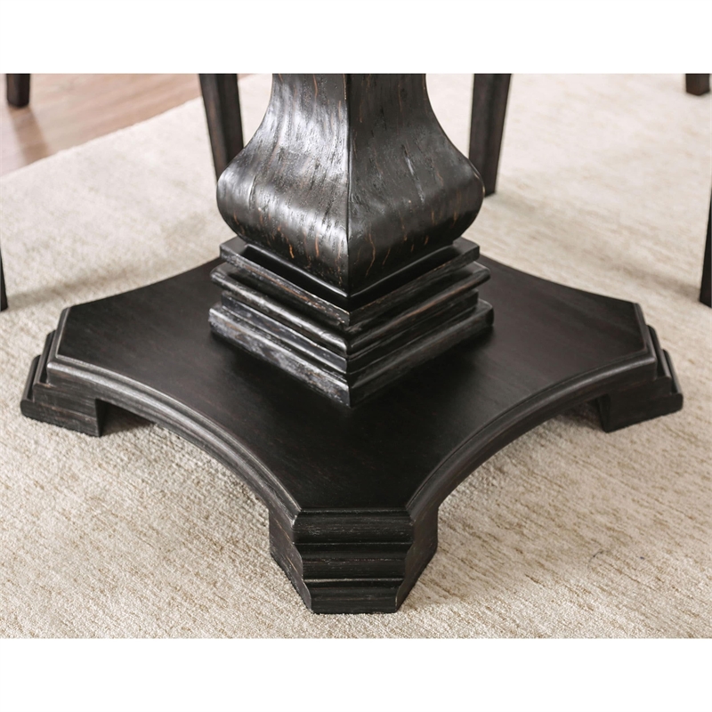 Furniture of America Rossas Wood 5-Piece Round Dining Table Set in Light Gray