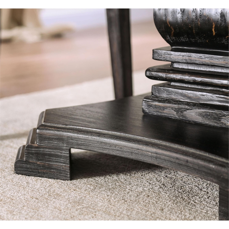 Furniture of America Rossas Wood 5-Piece Round Dining Table Set in Light Gray