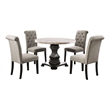 Furniture of America Rossas Wood 5-Piece Round Dining Table Set in Light Gray