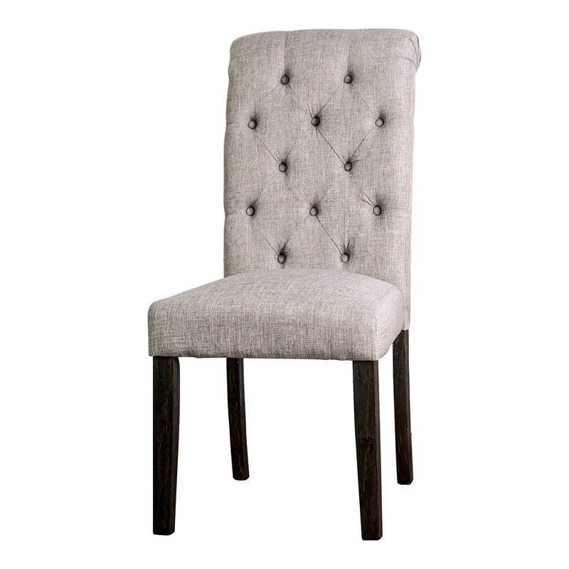 Furniture of America Rossas Wood 5-Piece Round Dining Table Set in Light Gray