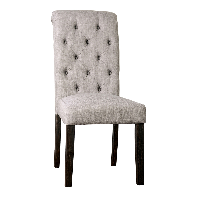 Furniture of America Rossas Wood 5-Piece Round Dining Table Set in Light Gray