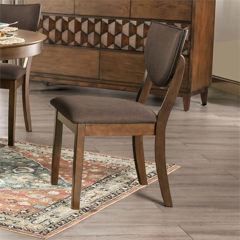 Furniture of America Elsin Wood 5-Piece Round Dining Table Set in Walnut