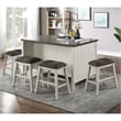 Furniture of America Ablania Wood 5-Piece Counter Dining Table Set in Off White