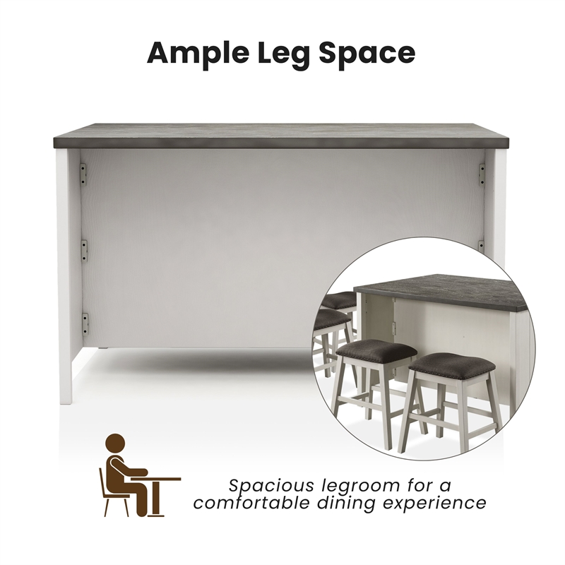 Furniture of America Ablania Wood 5-Piece Counter Dining Table Set in Off White