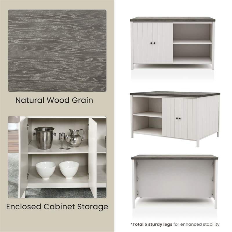 Furniture of America Ablania Wood 5-Piece Counter Dining Table Set in Off White