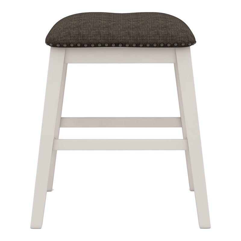 Furniture of America Ablania Wood 5-Piece Counter Dining Table Set in Off White