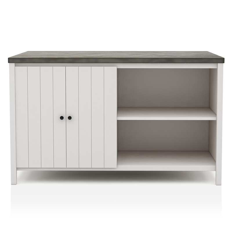 Furniture of America Ablania Wood 7-Piece Counter Dining Table Set in Off White