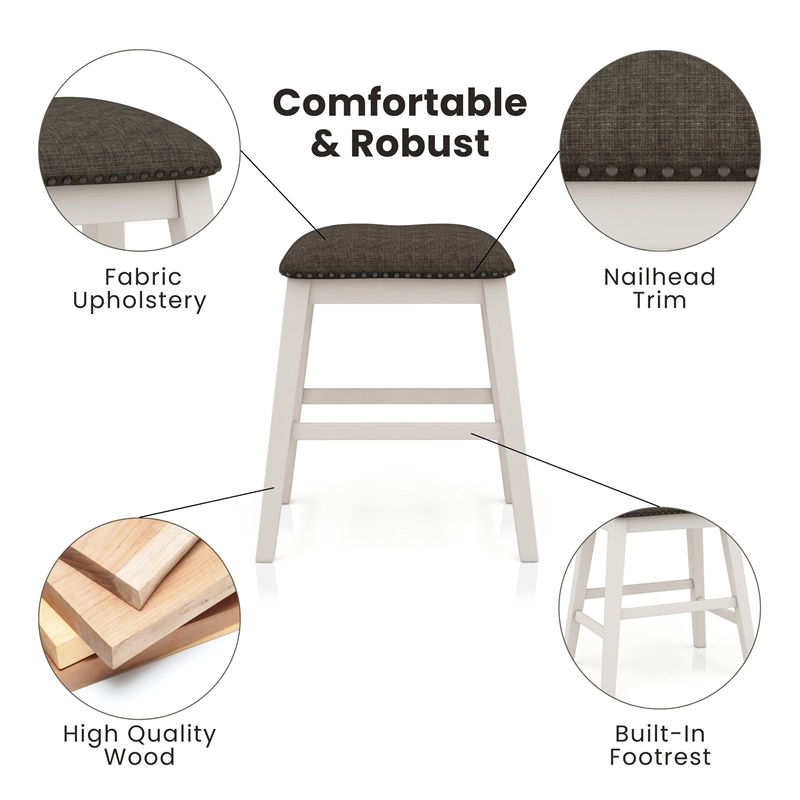 Furniture of America Ablania Wood 7-Piece Counter Dining Table Set in Off White