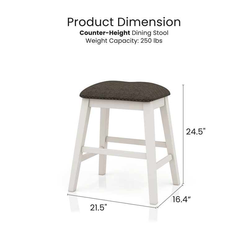 Furniture of America Ablania Wood 7-Piece Counter Dining Table Set in Off White