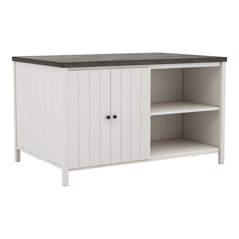 Furniture of America Ablania Wood 7-Piece Counter Dining Table Set in Off White