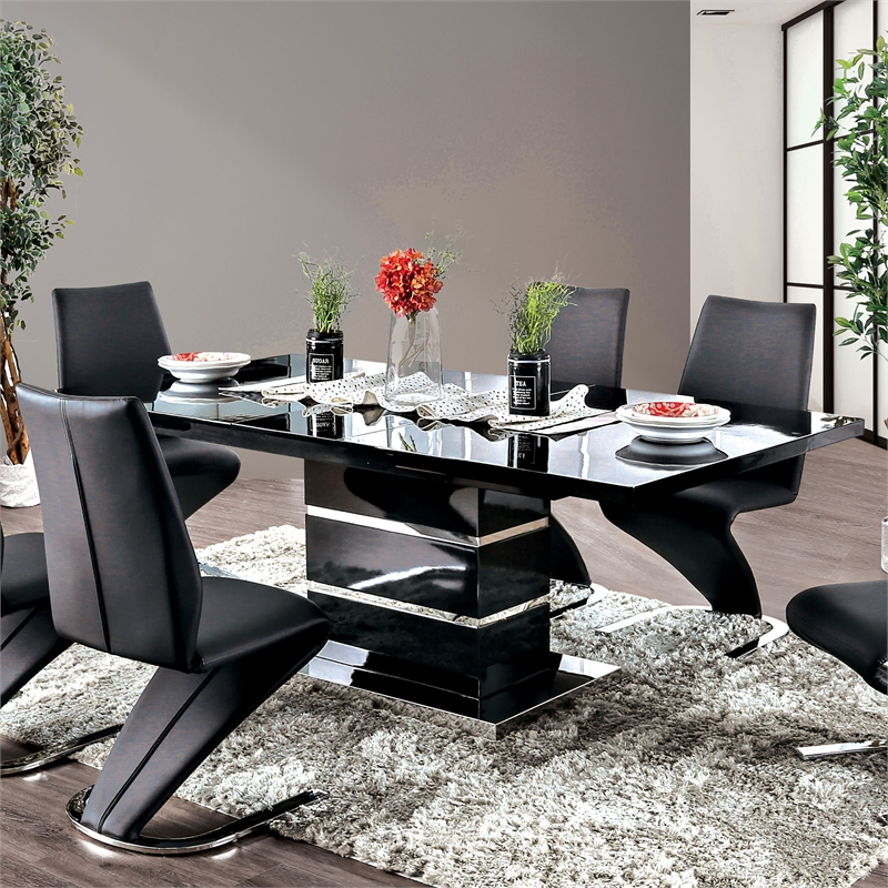 Furniture of America Verdell Metal 5-Piece Dining Table Set in Black