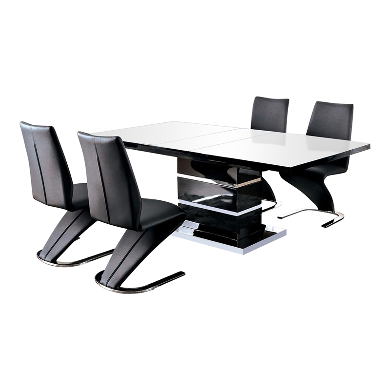 Furniture of America Verdell Metal 5-Piece Dining Table Set in Black