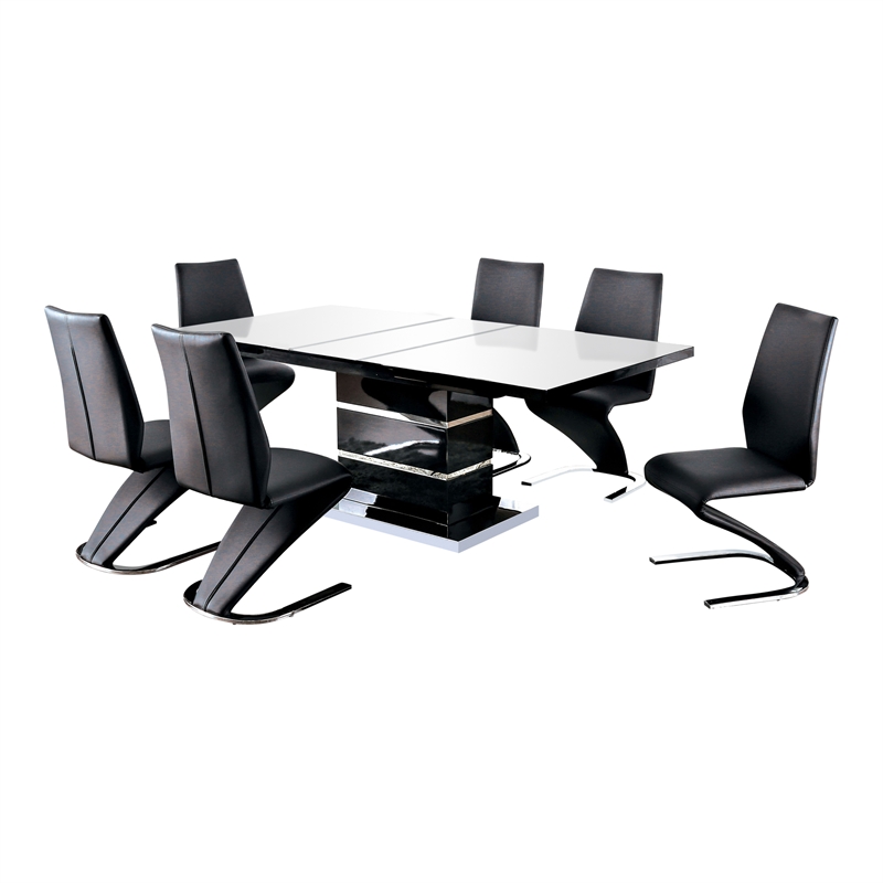 Furniture of America Verdell Metal 7-Piece Dining Table Set in Black