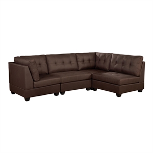 furniture of america alvera fabric tufted left-hand facing sectional in brown