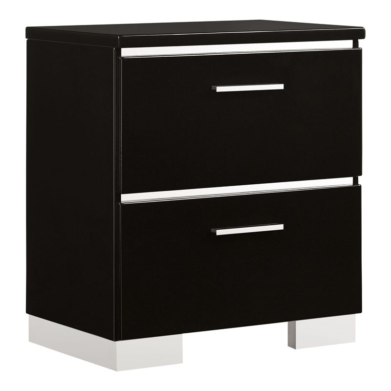 FOA Ryant Contemporary 2-Piece Black Wood Bedroom Set - King + Nightstand