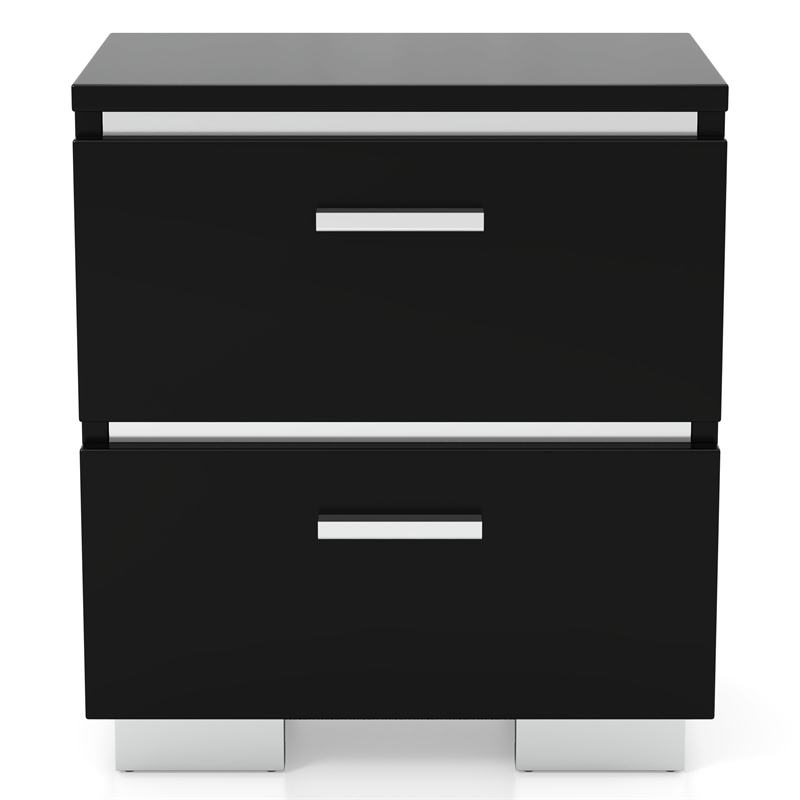 FOA Ryant Contemporary 2-Piece Black Wood Bedroom Set - King + Nightstand