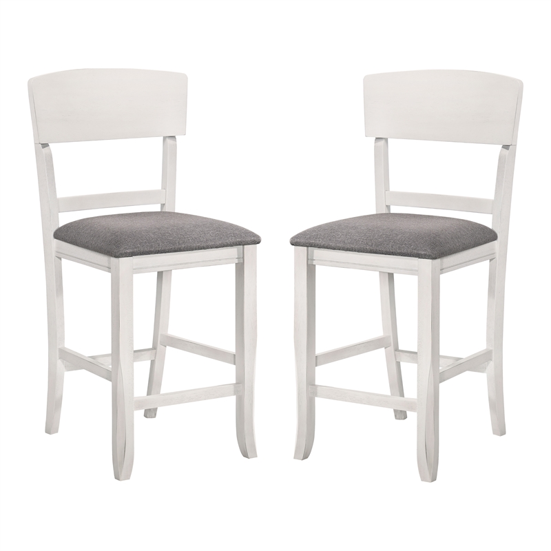 Furniture of America Alfons Wood 7-Piece Round Counter Height Table Set in White