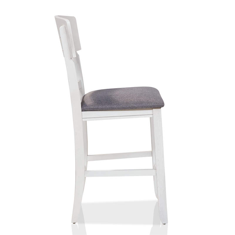 Furniture of America Alfons Wood 7-Piece Round Counter Height Table Set in White
