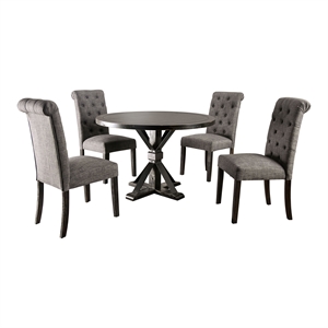 furniture of america castore wood 5-piece round dining table set