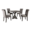 Furniture of America Castore Wood 5-Piece Round Dining Table Set in Gray