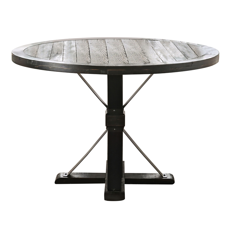 Furniture of America Castore Wood 5-Piece Round Dining Table Set in Gray
