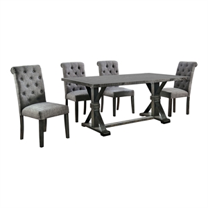 Furniture of America Castore Rustic Wood 5-Piece Dining Table Set in Gray