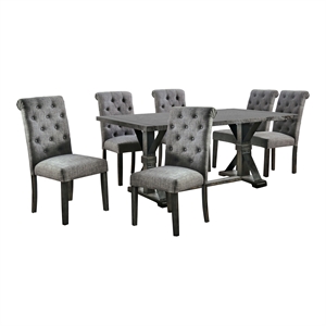 Furniture of America Castore Rustic Wood 7-Piece Dining Table Set in Gray