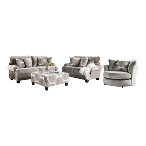 furniture of america sheryl microfiber 4-piece sofa set with ottoman in gray