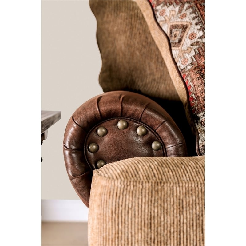 Furniture of America Morgan Transitional Chenille 3-Piece Sofa Set in Brown